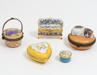 GROUP OF FIVE ASSORTED PILL AND PATCH BOXES