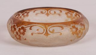 Handel Amber Cameo Glass Low Bowl