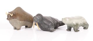 Three Pieces of Inuit Stone Sculpture