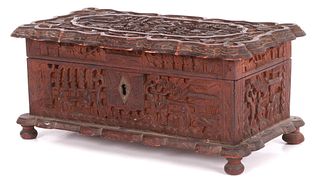 A Chinese Carved Sandalwood Box