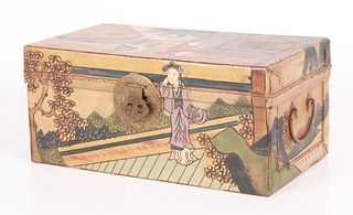 A Chinese Painted Pigskin Box