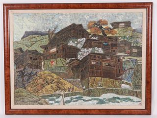 A Large 20th Century Chinese Village Painting