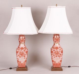 A Pair Of Kutani Porcelain Lamps