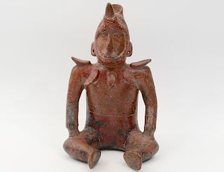 PRE-COLUMBIAN STYLE POTTERY SEATED FIGURE "COLIMA"