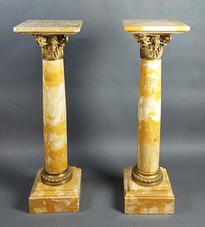 Pair of Magnificent F. Barbedienne Gilt Bronze & Marble