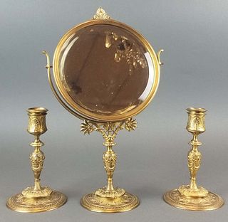 F. Barbedienne 3 Pc. Bronze Vanity Set