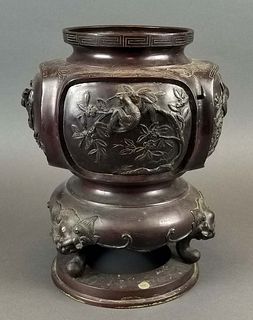 19th C. Japanese Meiji Period Bronze Vase