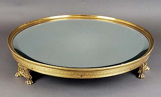 19th C. French Bronze Mirrored Plateau