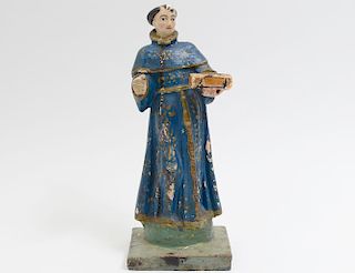 CARVED AND POLYCHROMED WOOD SANTOS OF A PRIEST