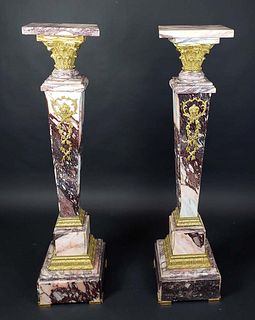 Pair of French Gilt Bronze Mounted Breche De Violette