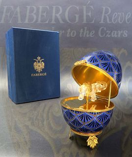 Large Faberge Pine Cone Elephant Musical Egg. Limited