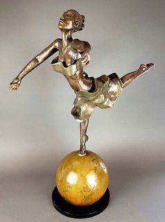 Bronze Figural Statue of Woman Dancing