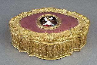 19th C. French Bronze & Enamel Jewelry Box