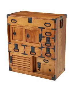 A Japanese kiri wood tansu chest