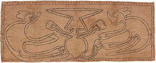 An Amazonian bark cloth painting