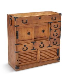 A Japanese kiri wood tansu chest