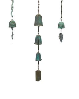 Three bronze windbells