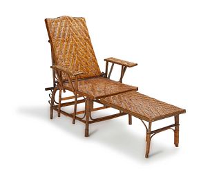 A Victorian cane reclining lounge chair
