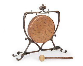 A Continental Art Nouveau copper dinner gong