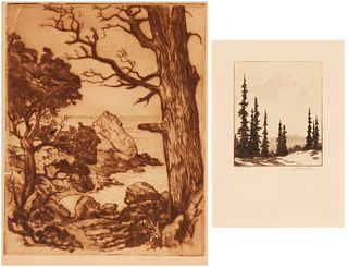 Two California-themed etchings