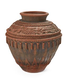A large Mexican terracotta garden urn