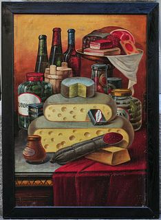 STILL LIFE PAINTING OF FOOD AND DAIRY PRODUCTS
