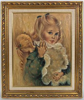 * Anna Lena, (Spanish, 20th century), Portrait of a Young Girl with Doll