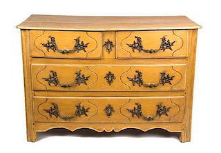 A Louis XV Style Painted Commode Height 30 x width 45 x depth 21 1/2 inches.