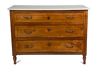 A Directoire Style Fruitwood Commode Height 34 1/4 x length 46 1/2 x depth 21 3/4 inches.