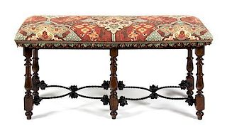 A Spanish Baroque Style Bench Height 20 1/2 x length 40 x depth 16 inches.
