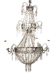 A Louis XV Style Crystal Five-Light Chandelier Height 30 inches.