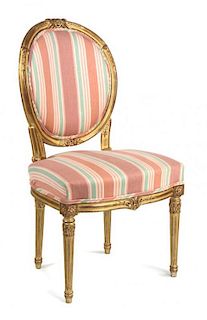 A Louis XVI Style Giltwood Side Chair Height 36 1/2 inches.