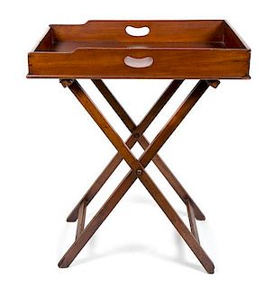 A Mahogany Tray Top Butler's Table Height 32 3/4 x width 27 1/2 x depth 20 1/4 inches.