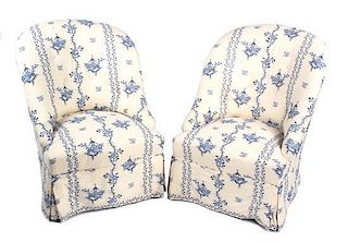 A Pair of Victorian Club Chairs Height 32 1/4 inches.