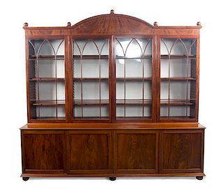 An American Empire Mahogany Bookcase Height 92 x width 97 x depth 21 7/8 inches.