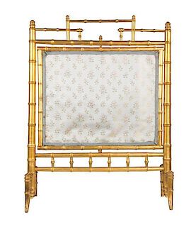 A Napoleon III Giltwood Fire Screen Height 34 1/2 x width 25 7/8 inches.