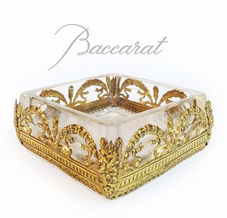 19th C. French Baccarat Crystal & Fine Bronze ashtray