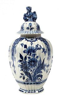 A Royal Delft Vase, Height 11 1/2 inches.