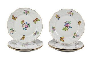 A Collection of Six Herend Porcelain Salad Plates, Diameter 7 3/8 inches.