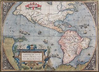 (Map) Ortelius, Abraham (1527-1598). Americae sive novi orbis, nova descriptio. Antwerp, 1587 (or later)