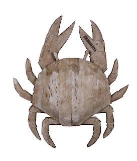 A Large American Carved Pine Crab Height 52 x width 38 inches.