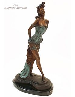 Peacock Dancer, A Post Auguste Moreau Bronze Figurine