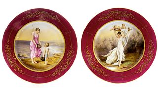 A Pair Of 19th C. Royal Vienna Hand Painted Plates