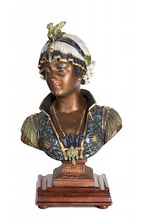 An Austrian Cold Painted Metal Bust of Bianca Height 15 inches.