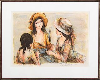 * Jacques Lalande, (French, b. 1921), Three Girls Having Tea, 1972