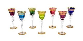 A Collection of Bohemian Cut to Clear Glass Stemware Height of tallest 8 1/2 inches.