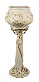 A Weller Pottery Jardiniere on Pedestal Height overall 39 1/2 inches.