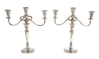 An American Silver Convertible Three-Light Candelabra, Gorham MFG. Co., Height 15 1/4 inches; 83 ozt. 23 dwts.