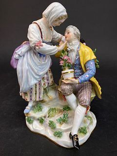 Two Lovers, A German Meissen Porcelain Figurine Group