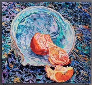 Janet Fish, (American, b. 1938), Abalone Shell and Tangerine